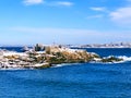 Portland Head Light off shore winter view after snow Royalty Free Stock Photo