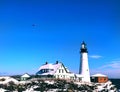 Portland Head Light winter view after snow Royalty Free Stock Photo