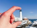 Portland Head Light winter view after snow Royalty Free Stock Photo