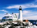 Portland Head Light winter view after snow Royalty Free Stock Photo