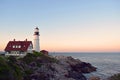 Portland Head Light at sunset, Cape Elizabeth, Maine Royalty Free Stock Photo