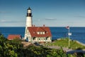 Portland Head Light at sunset in Cape Elizabeth, Maine, USA. Royalty Free Stock Photo