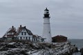 Portland Head Light and surrounding landscape on Cape Eiizabeth, Cumberland County, Maine, United States New England US