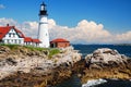 Portland Head Lighthouse on a beautiful sunny day Royalty Free Stock Photo