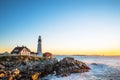 Portland Head Lighthouse in Maine, at sunrise Royalty Free Stock Photo