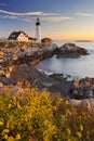 Portland Head Lighthouse, Maine, USA at sunrise Royalty Free Stock Photo