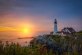 Portland Head Lighthouse at sunrise Royalty Free Stock Photo