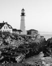 Portland Head Lighthouse at sunrise, in Portland, Maine Royalty Free Stock Photo