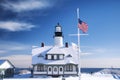 Portland Headlight blue sky winter day Royalty Free Stock Photo