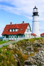 Portland Headlight Lighthouse in South Portland Maine. Royalty Free Stock Photo