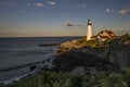 Portland Lighthouse at sunrise in Cape Elizabeth, New England, Maine, USA Royalty Free Stock Photo