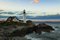 Portland Lighthouse at sunrise in Cape Elizabeth, New England, Maine, USA Royalty Free Stock Photo