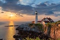 Spectacular sunrise at Portland Lighthouse Royalty Free Stock Photo