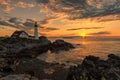 Portland Lighthouse at sunrise, Maine, USA Royalty Free Stock Photo