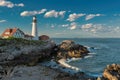 Portland Lighthouse at sunset in New England, Maine