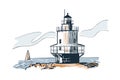 Portland lighthouse vector sketch landscape line illustration skyline