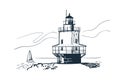 Portland lighthouse vector sketch landscape line illustration skyline