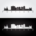 Portland, Maine skyline and landmarks silhouette