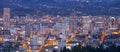 Portland Oregon city lights and buildings panorama.