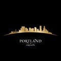 Portland Oregon city skyline silhouette black background