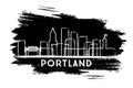 Portland Oregon City Skyline Silhouette. Hand Drawn Sketch Royalty Free Stock Photo