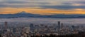 Portland Oregon Cityscape and Mount Hood at Sunrise