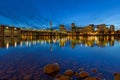 Portland OR by Hawthorne Bridge Blue Hour Royalty Free Stock Photo