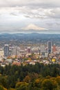 Portland Cityscape and Mount Hood in Fall Royalty Free Stock Photo