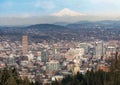 Portland Oregon Downtown Cityscape and Mt Hood Royalty Free Stock Photo