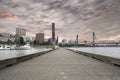 Portland Oregon Downtown Skyline at Sunset Royalty Free Stock Photo