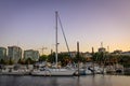 Sailboat Docked at Portland Downtown Waterfront Marina Along Willamette River Royalty Free Stock Photo