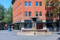 Scene of Skidmore Fountain district in downtown Portland