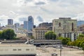 Portland, Oregon skyline cityscape during daytime. Beautiful clouds rolling over Portland city center Royalty Free Stock Photo