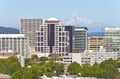 Portland Oregon skyline with Mt. Hood. Royalty Free Stock Photo