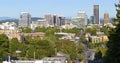 Portland Oregon skyline panorama with Mt. Hood. Royalty Free Stock Photo