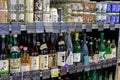 Sake, japanese drink on display in Whole Foods Market, Portland downtown