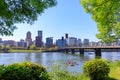 Waterfront Park with Hawthorne Bridge on the Willamette River in downtown Portland, Oregon Royalty Free Stock Photo