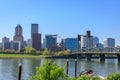 Waterfront Park with Hawthorne Bridge on the Willamette River in downtown Portland, Oregon Royalty Free Stock Photo