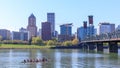 Waterfront Park with Hawthorne Bridge on the Willamette River in downtown Portland, Oregon Royalty Free Stock Photo