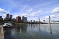 Portland, Oregon / USA - Circa 2019: Portland Oregon skyline seen from a pier on the Willamette River Royalty Free Stock Photo