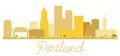 Portland Oregon USA City skyline golden silhouette. Royalty Free Stock Photo