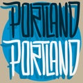 Portland Oregon Usa Hand Drawn Lettering Vector Design. Royalty Free Stock Photo