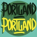 Portland Oregon Usa Hand Drawn Lettering Vector Design. Royalty Free Stock Photo