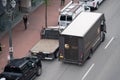 UPS parcel delivery truck on the street Royalty Free Stock Photo