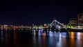 USS Pinckney DDG 91 ship at night docked Tom McCall Waterfront Park