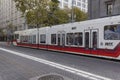 Portland Oregon Max Trail on Transit only street Royalty Free Stock Photo