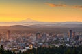 Portland, Oregon, USA skyline at dawn with Mt. Hood Royalty Free Stock Photo