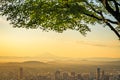 Portland, Oregon, USA skyline at dusk with Mt. Hood Royalty Free Stock Photo