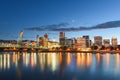 Portland, Oregon, USA Skyline on the Willamette River Royalty Free Stock Photo