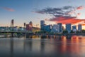 Portland, Oregon, USA Skyline on the Willamette River Royalty Free Stock Photo